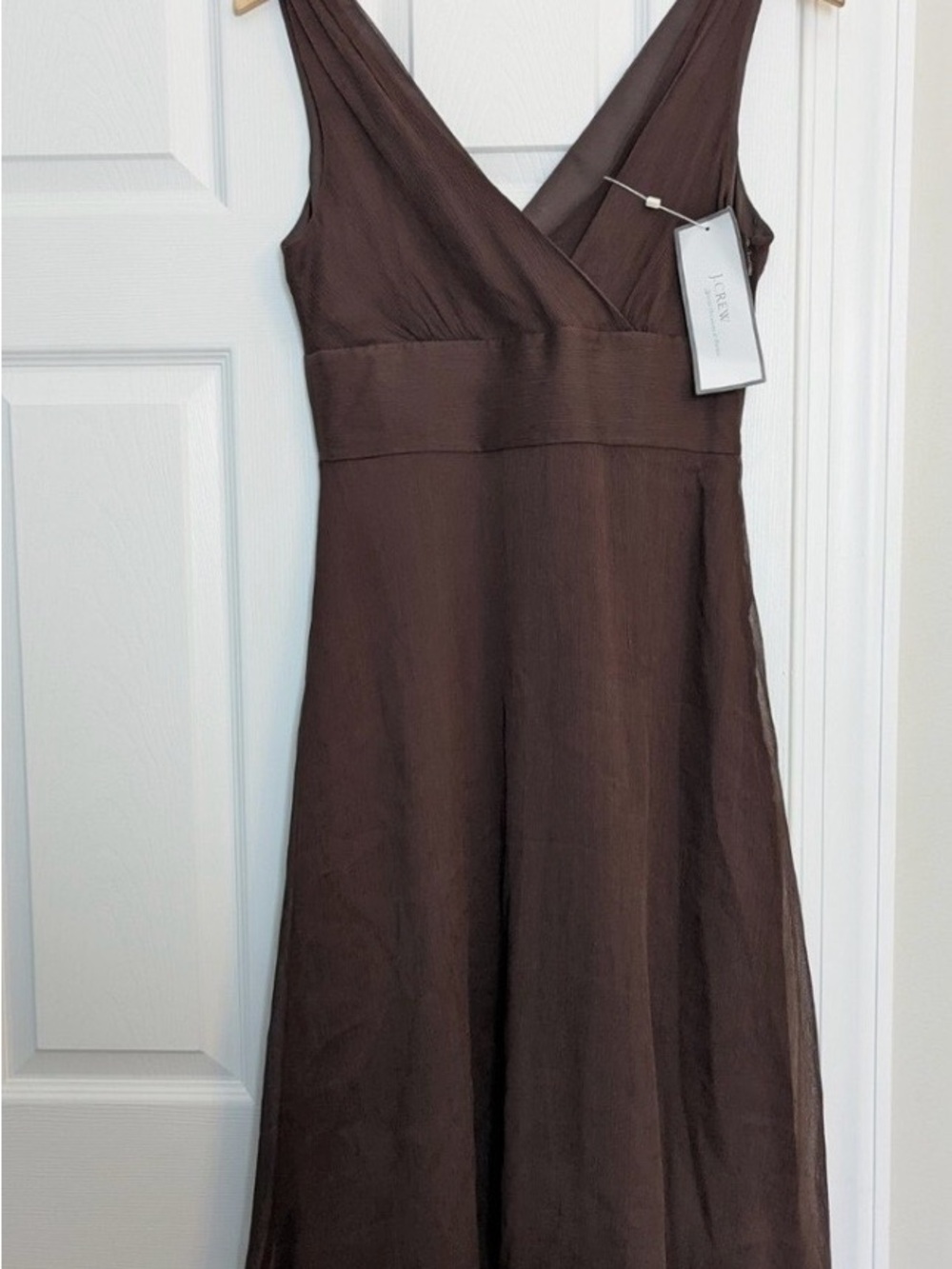 J. Crew Brown V-Neck Sleeveless A-Line Dress